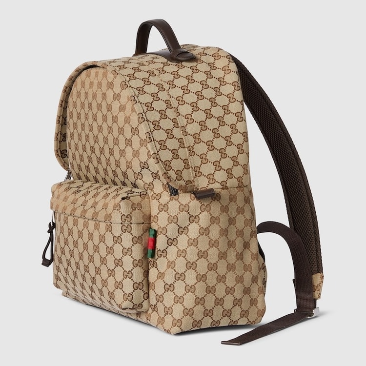 Gucci Medium GG Backpack With Web Beige And Dark Brown For Men 14.2in/36cm 824624 FAEHZ 9795