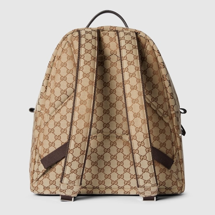 Gucci Medium GG Backpack With Web Beige And Dark Brown For Men 14.2in/36cm 824624 FAEHZ 9795