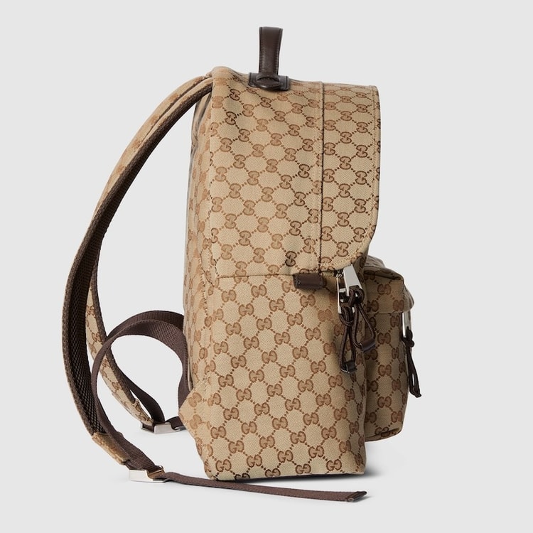 Gucci Medium GG Backpack With Web Beige And Dark Brown For Men 14.2in/36cm 824624 FAEHZ 9795