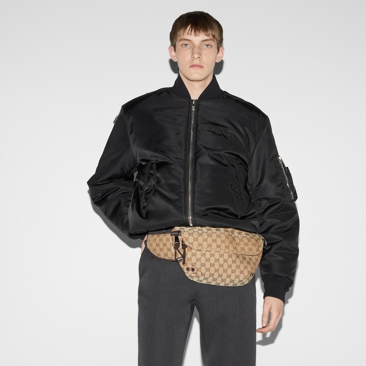 Gucci Small GG Belt Bag Beige And Dark Brown For Men 12.6in/32cm 804262 FADUK 9853