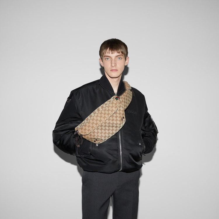 Gucci Small GG Belt Bag Beige And Dark Brown For Men 12.6in/32cm 804262 FADUK 9853