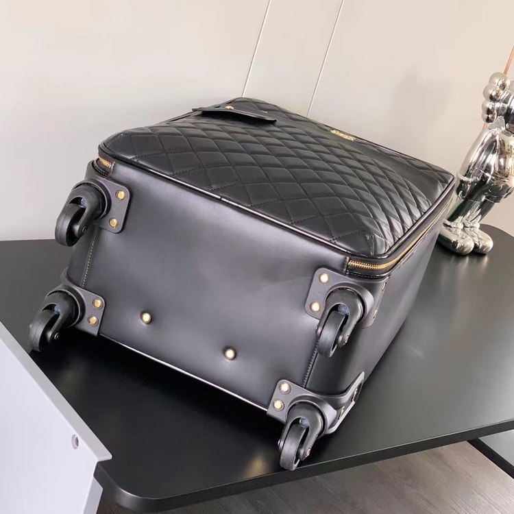 Chanel Quilted Suitcase Black For Women 19.7in/50cm