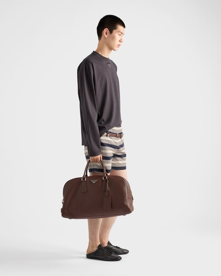 Prada Leather Duffle Bag Sienna For Men 50cm/20in - 2VC049_2BBE_F0038_V_OOO