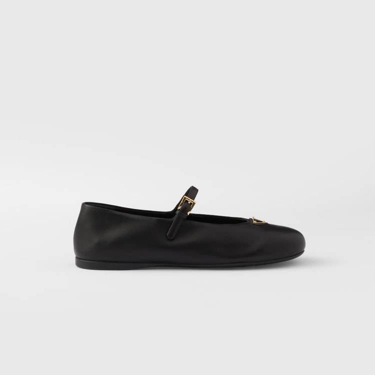 Prada Leather Ballerinas Black For Women 1F793N_038_F0002_F_005