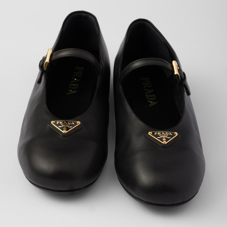 Prada Leather Ballerinas Black For Women 1F793N_038_F0002_F_005