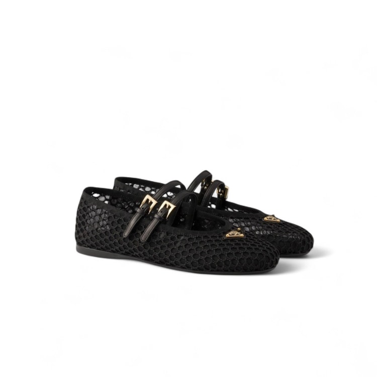 Prada Mesh Fabric Ballerinas Black For Women 1F915N_099_F0002_F_005