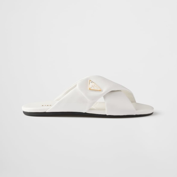 Prada Padded Leather Slides White For Women 1XX713_ZHP_F0009_F_005