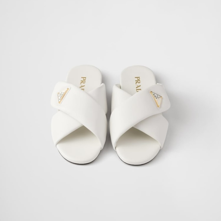 Prada Padded Leather Slides White For Women 1XX713_ZHP_F0009_F_005