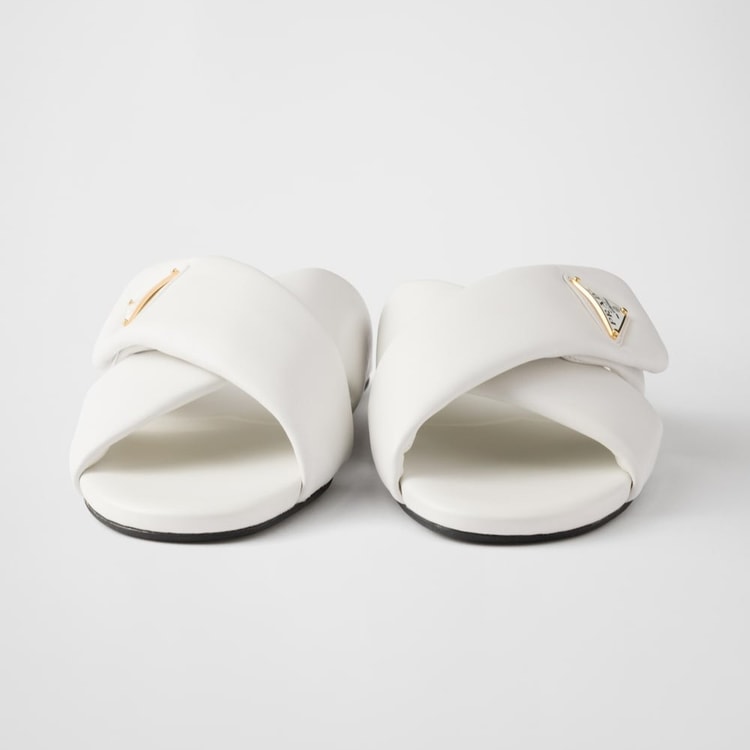 Prada Padded Leather Slides White For Women 1XX713_ZHP_F0009_F_005