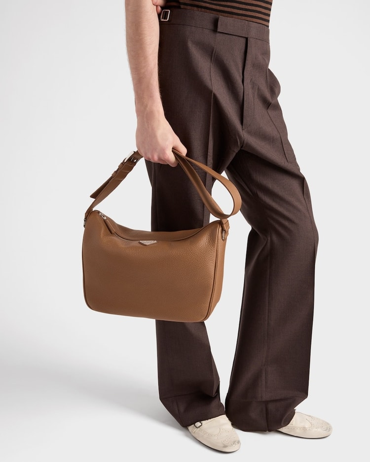 Prada Leather Shoulder Bag Cognac For Men 30cm/12in - 2VH182_2BBE_F0046_V_DOF