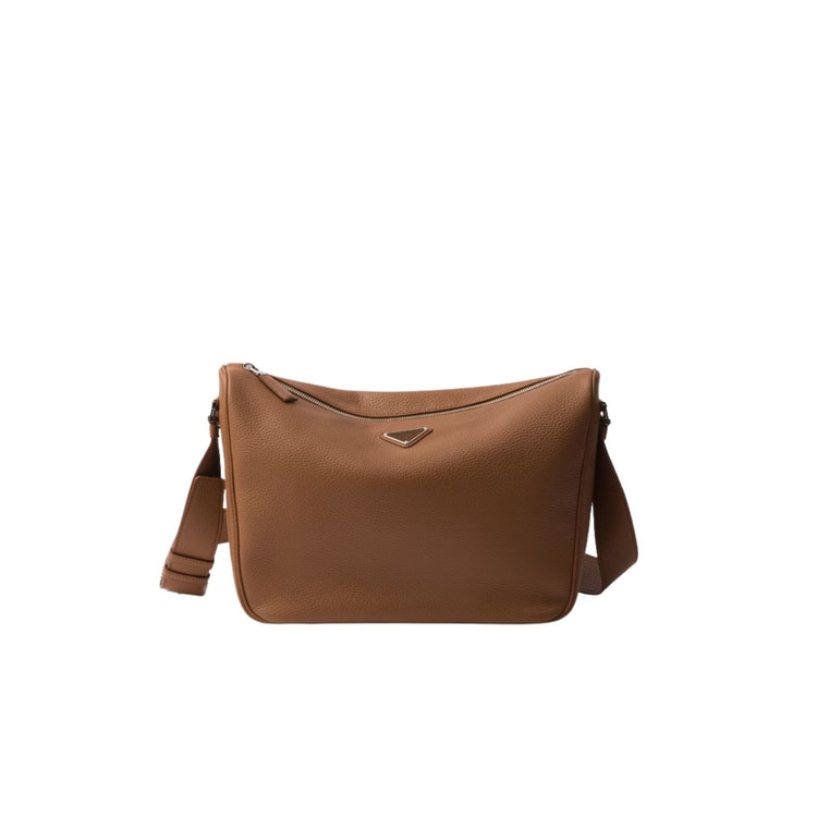 Prada Leather Shoulder Bag Cognac For Men 30cm/12in - 2VH182_2BBE_F0046_V_DOF