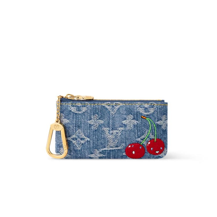 Louis Vuitton LV x TM Key Pouch Cherry Denim For Women 4.7in/12cm M14938