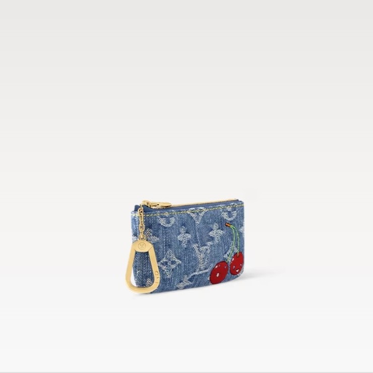 Louis Vuitton LV x TM Key Pouch Cherry Denim For Women 4.7in/12cm M14938