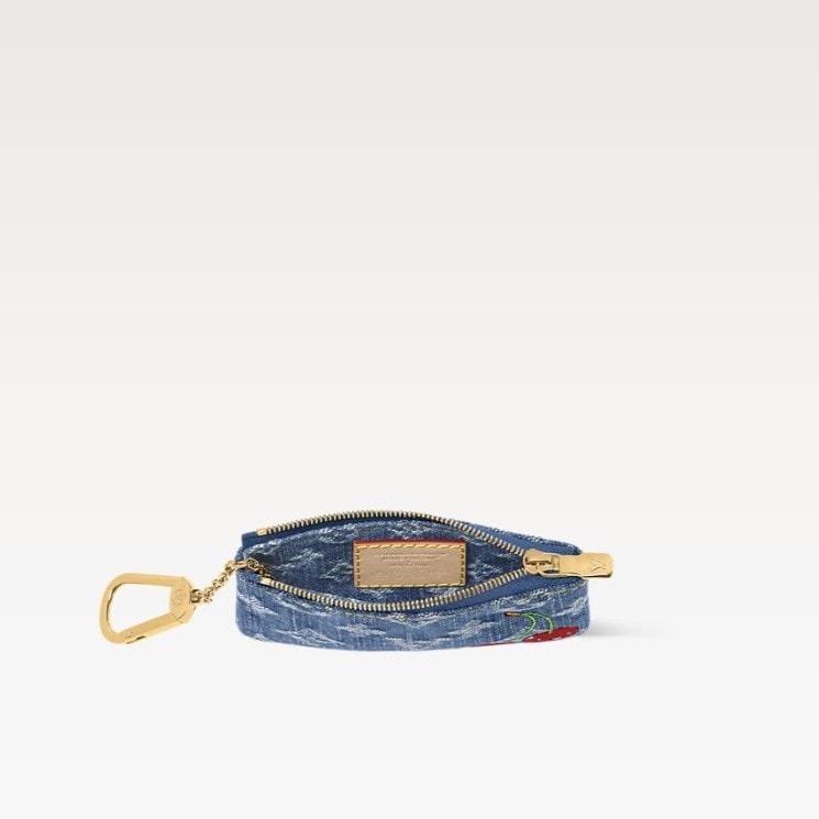Louis Vuitton LV x TM Key Pouch Cherry Denim For Women 4.7in/12cm M14938