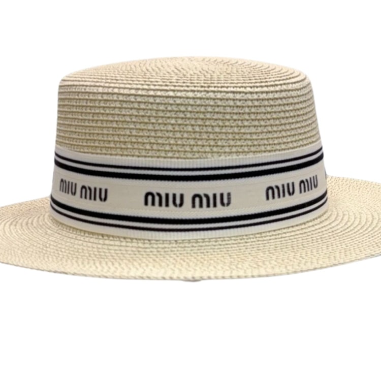 Miu Miu Straw Hat In Raffia Beige For Women 57cm/22.4in