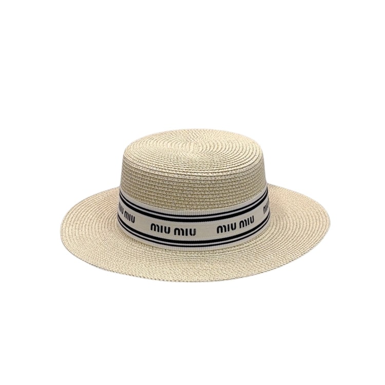 Miu Miu Straw Hat In Raffia Beige For Women 57cm/22.4in