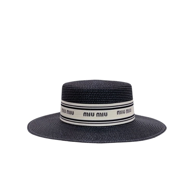 Miu Miu Straw Hat In Raffia Black For Women 57cm/22.4in