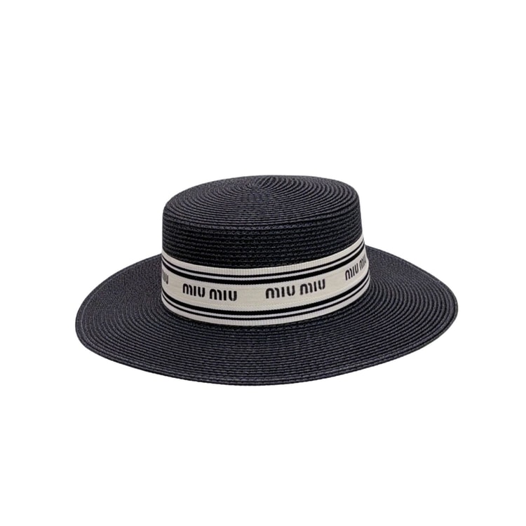 Miu Miu Straw Hat In Raffia Black For Women 57cm/22.4in