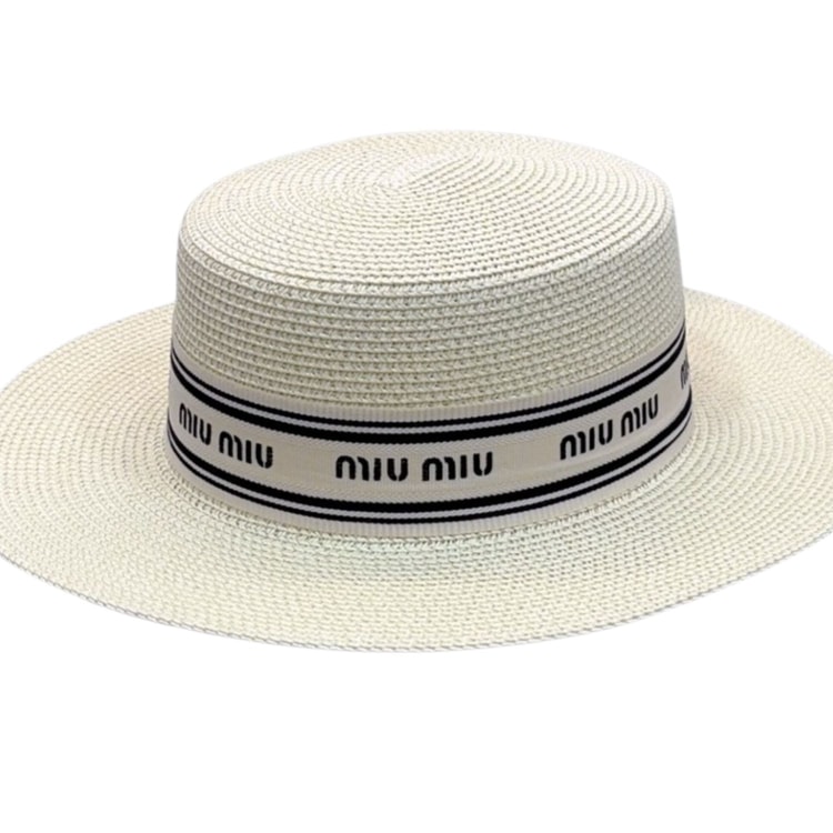 Miu Miu Straw Hat In Raffia White For Women 57cm/22.4in