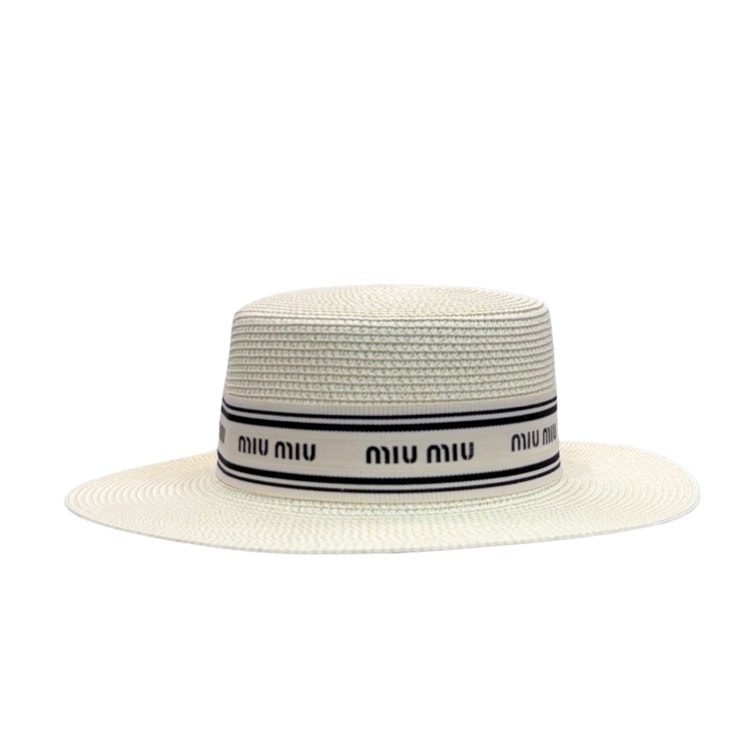 Miu Miu Straw Hat In Raffia White For Women 57cm/22.4in