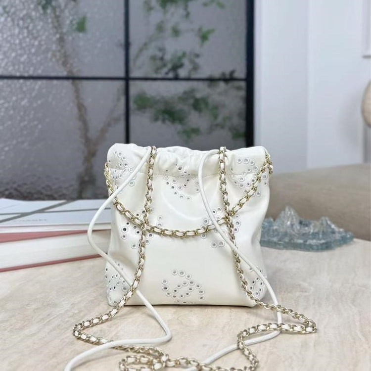 [True-to-ORIGINAL] Chanel 22 Mini Handbag White 7.5in/19cm For Women AS3980-B19648-10601