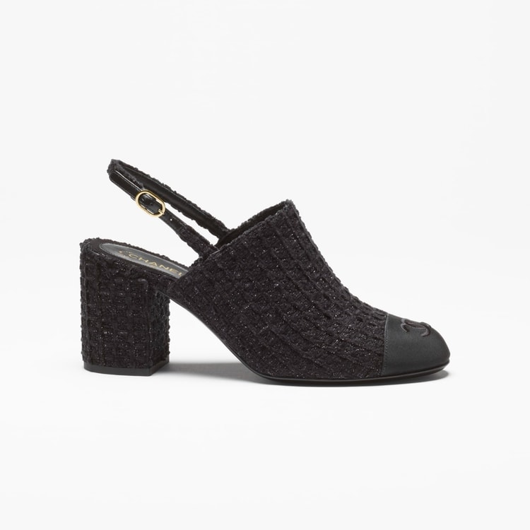 Chanel Tweed Slingbacks Black For Women G46865-B22418-94305