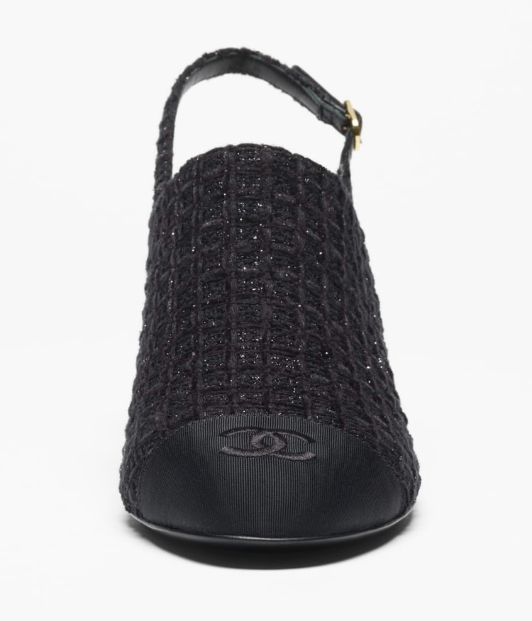 Chanel Tweed Slingbacks Black For Women G46865-B22418-94305