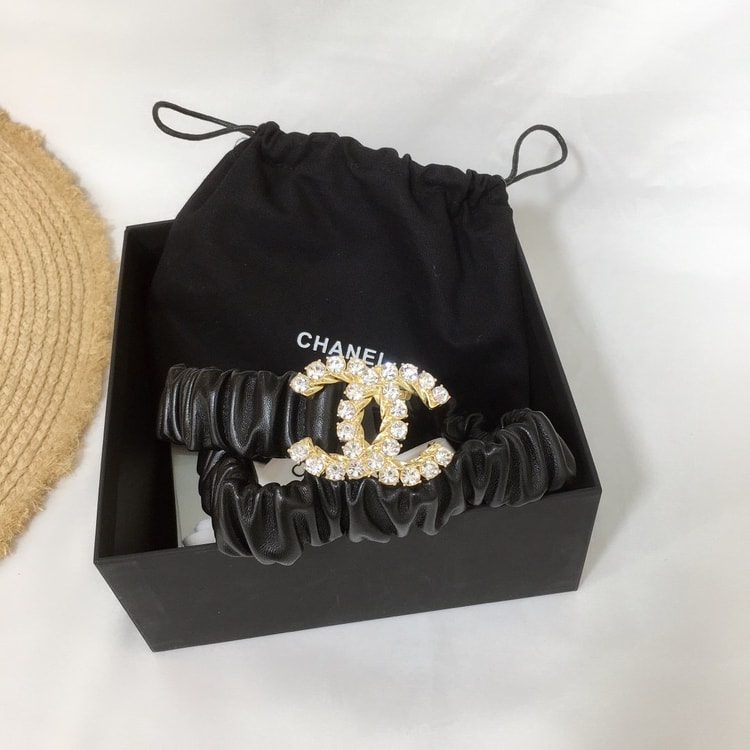 Chanel Belt With Double C Buckle Black With Gold-Toned Metal and Strass Hardware Women Belt