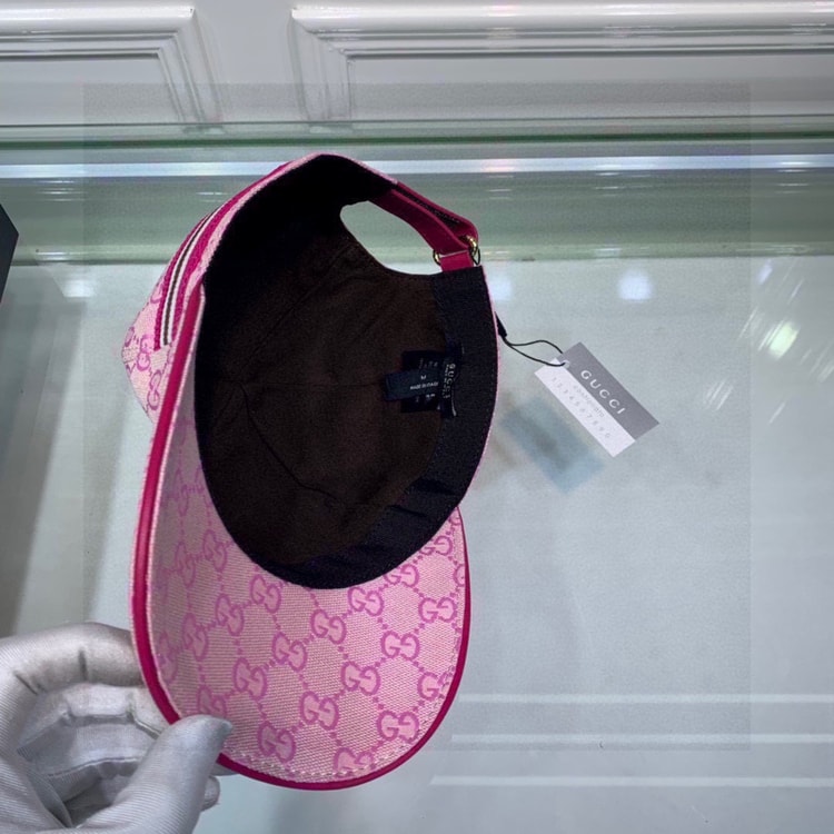 Gucci Original GG Canvas Baseball Hat With Web Pink GG Hat