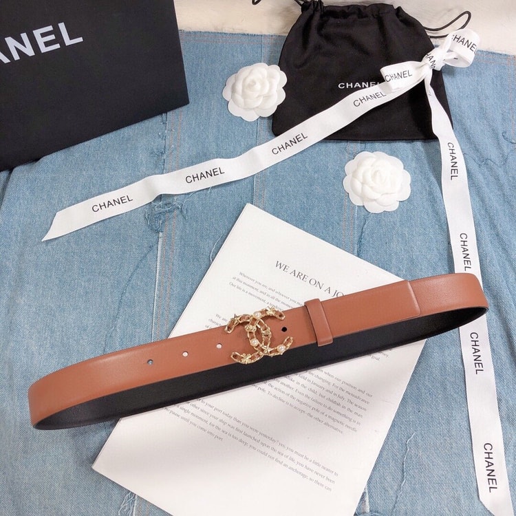 Chanel Belt With Double C Buckle Light Orange Gold Toned Hardware Women Belt