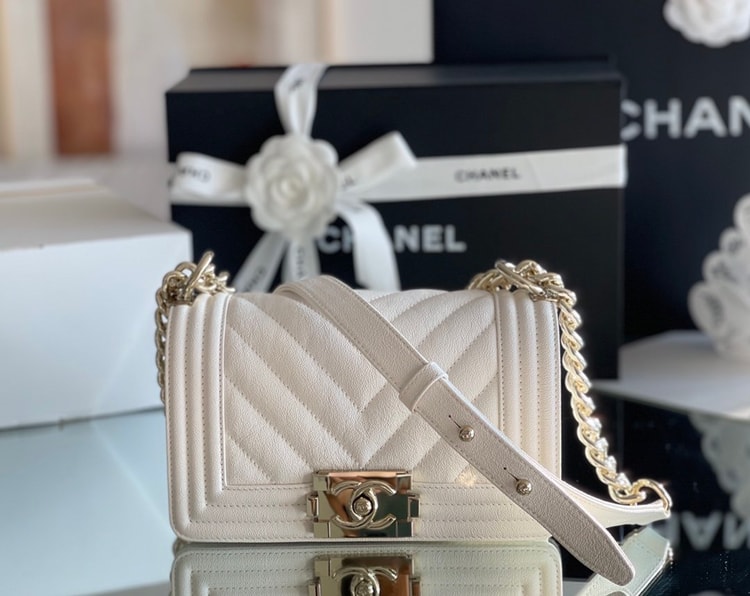 Chanel Mini Boy Flapbag White