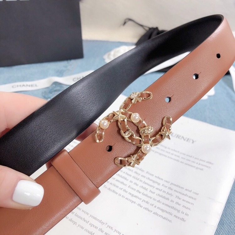 Chanel Belt With Double C Buckle Light Orange Gold Toned Hardware Women Belt