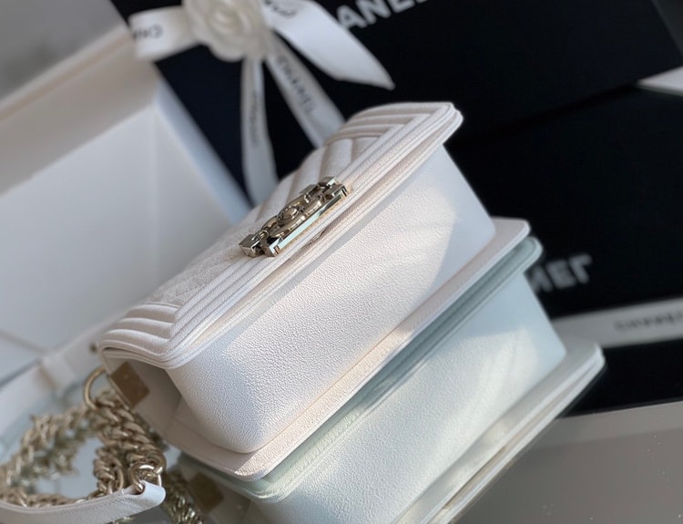 Chanel Mini Boy Flapbag White