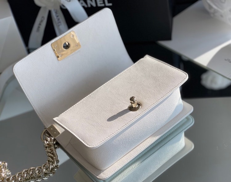 Chanel Mini Boy Flapbag White