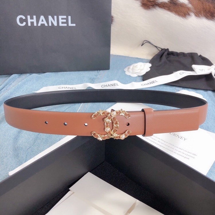 Chanel Belt With Double C Buckle Light Orange Gold Toned Hardware Women Belt