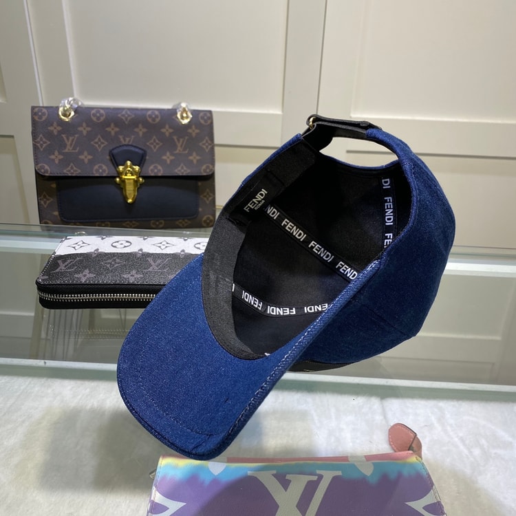 Fendi Denim Baseball Cap Blue Fendi Cap