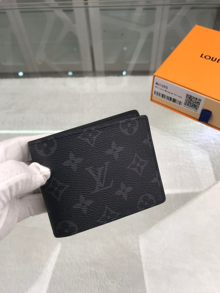 Louis Vuitton Multiple Wallet Monogram Eclipse For Men, Men's Wallet 4.5in/11.5cm LV M61695