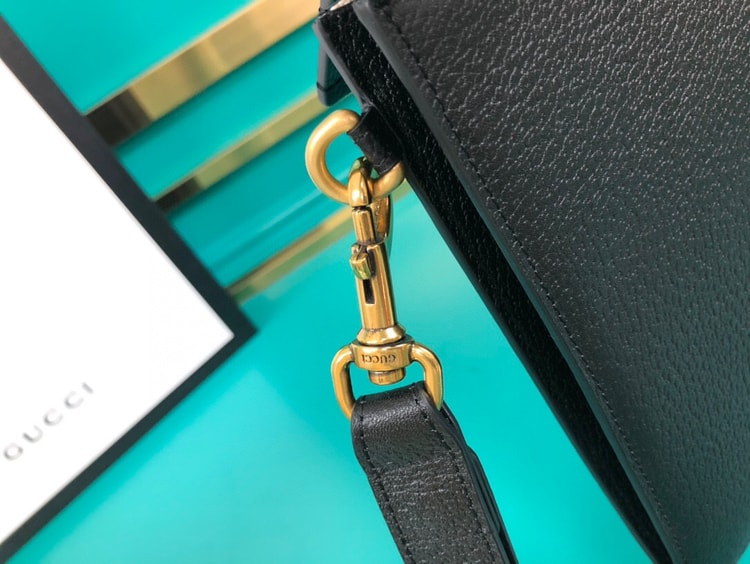 Gucci Animalier Pouch Black with Bee Detail For Men, Men's Pouch 12in/31cm GG 523684 DJ20T 1000