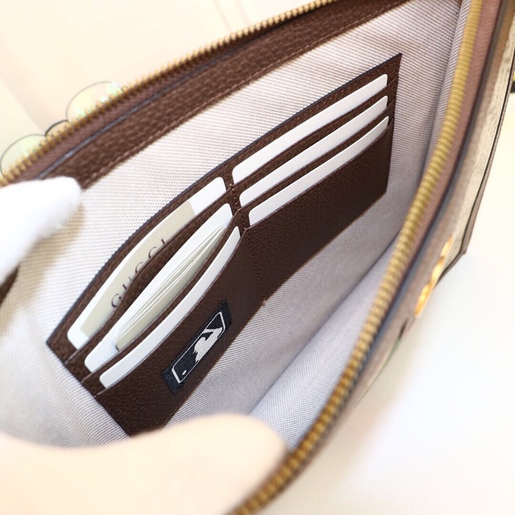 Gucci Ophidia Pouch With Web Beige And Ebony GG Supreme Canvas 672989 96IWT 8745