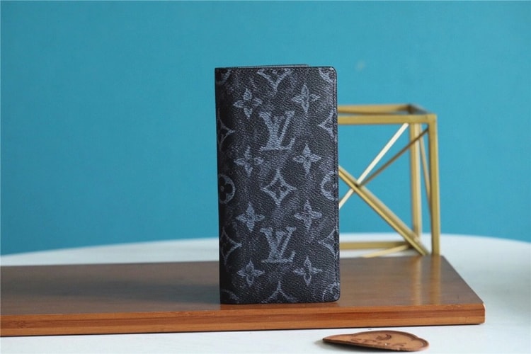 Louis Vuitton Brazza Wallet Monogram Pastel Noir Canvas For Men, Men's Wallet 7.5in/19cm LV