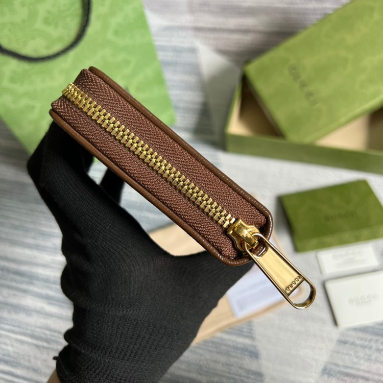 Gucci Ophidia GG Zip Around Wallet With Interlocking G Brown For Men 8in/19cm GG 673003 92TCG 8563