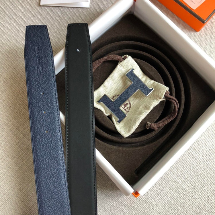 Hermes H Guillochee Belt Buckle &amp; Reversible Strap Black For Women, Women Belt