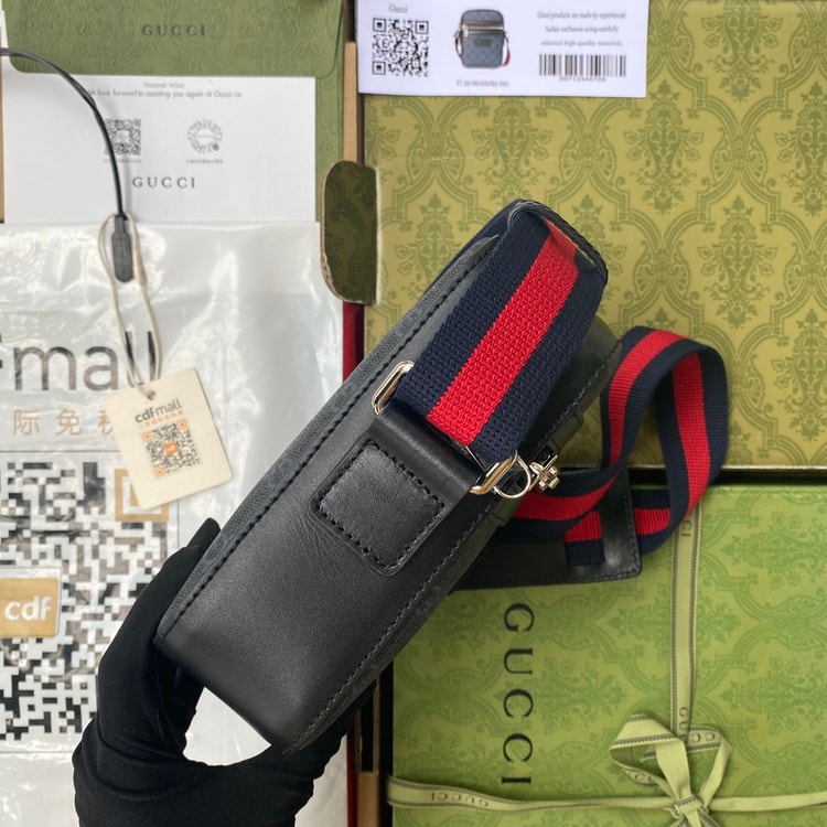 Gucci GG Messenger Bag Black/Grey GG Supreme Canvas A Material With Low Environmental Impact With Black 682357 K5RLN 1095