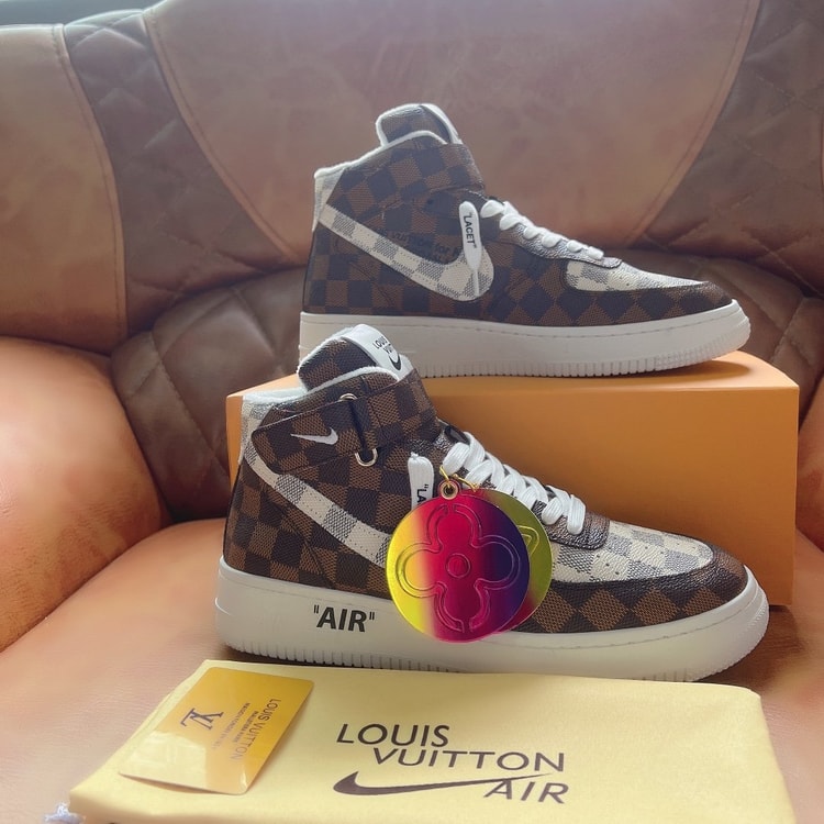 Louis Vuitton And Nike “Air Force 1” By Virgil Abloh Caro White/Brown For Men, Men’s Shoes