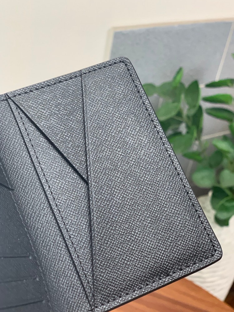 Louis Vuitton Pocket Organiser Taiga Black For Men, Men's Wallet 4.3in/11cm LV M30283