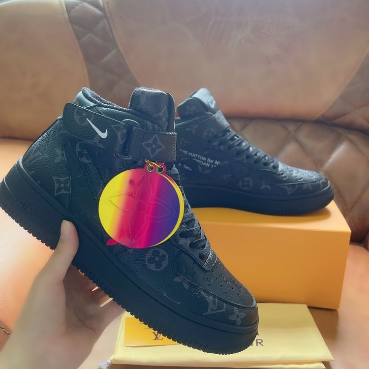 Louis Vuitton And Nike “Air Force 1” By Virgil Abloh Full Black For Men, Men’s Shoes
