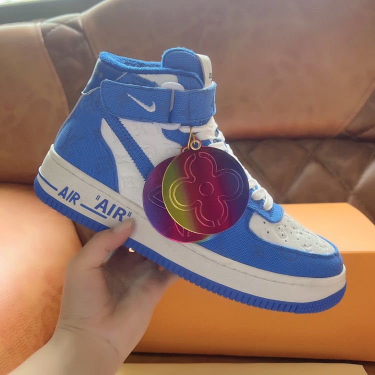 Louis Vuitton And Nike “Air Force 1” By Virgil Abloh White/Blue For Men, Men’s Shoes