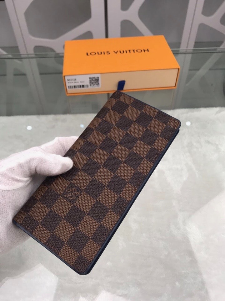 Louis Vuitton Brazza Wallet Damier Ebene Canvas For Men, Men's Wallet 7.5in/19cm LV