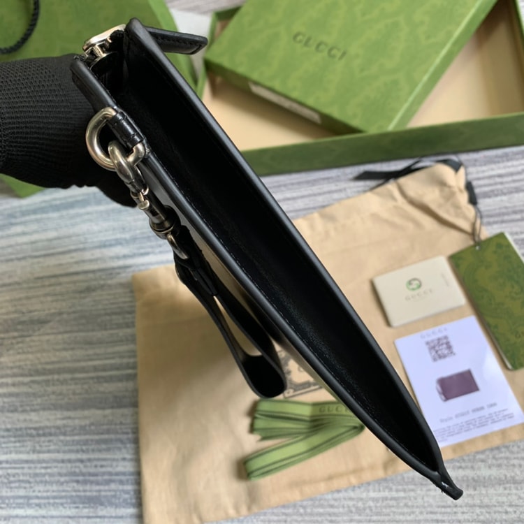 Gucci Marmont Pouch in Black with Gold Toned Hardware For Men, Men's Pouch 12in/30.5cm GG 475317 DJ20T 1000