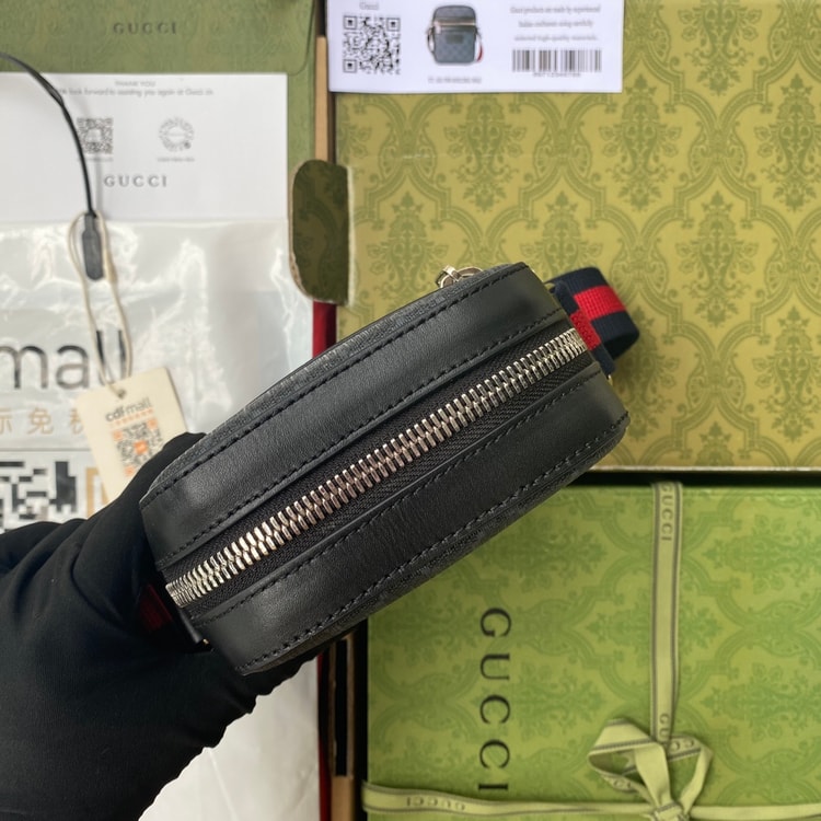 Gucci GG Messenger Bag Black/Grey GG Supreme Canvas A Material With Low Environmental Impact With Black 682357 K5RLN 1095